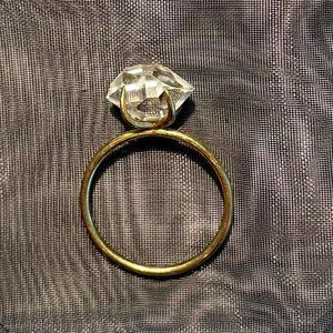 Lena Skadegard Rough Cut Raw Herkimer Diamond Gold Cocktail Ring